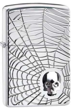 Bricheta Zippo Armor Spider Web Skull Design