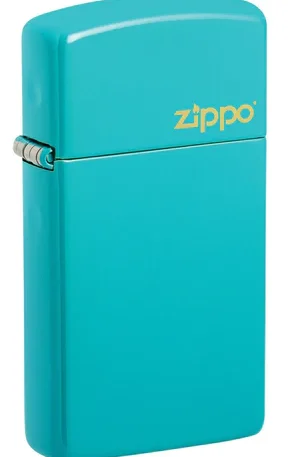 Bricheta Zippo Slim Flat Turquoise Logo